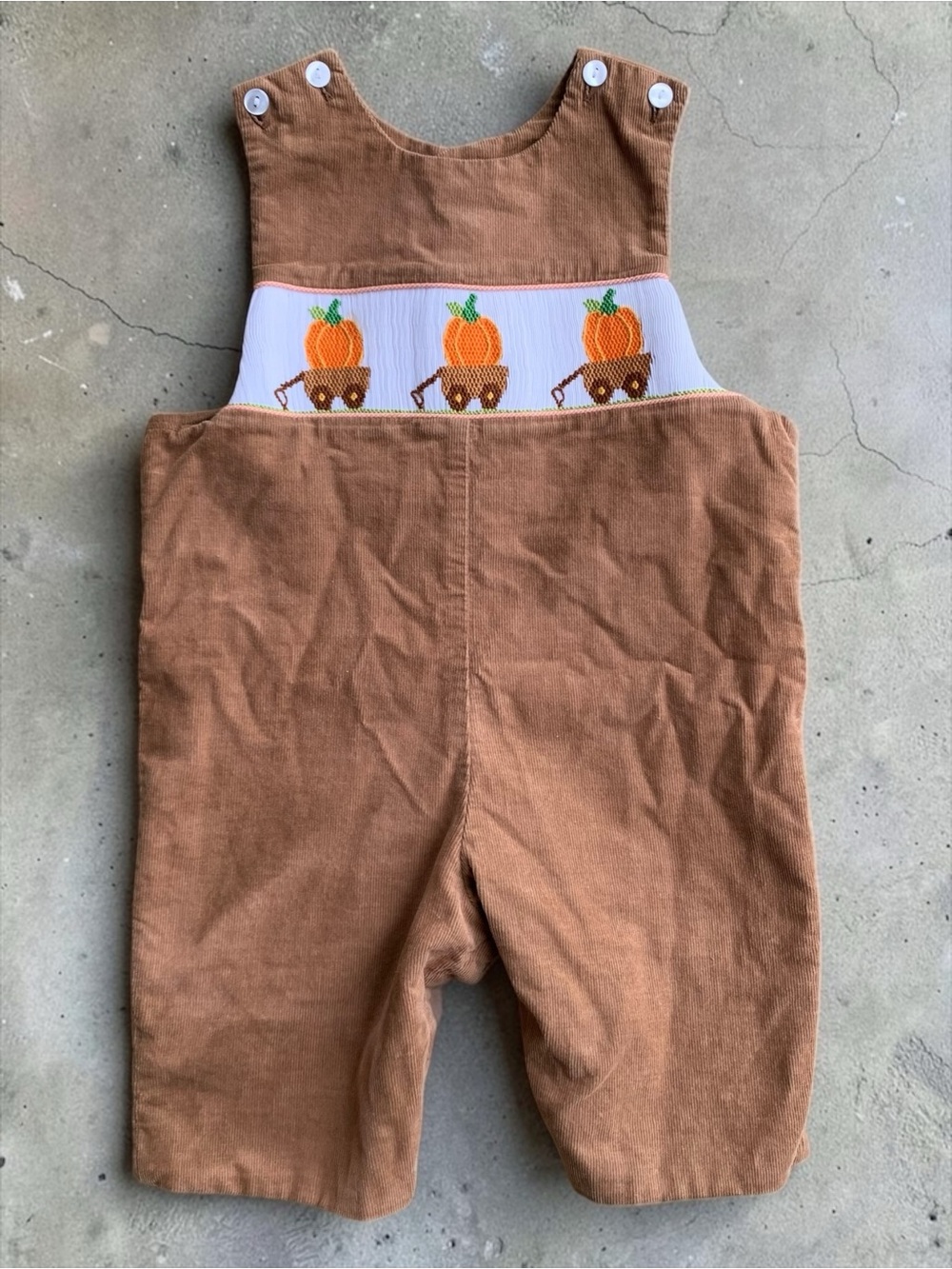 Anavini Baby Boy’s 3 Months Smocked Overalls Pumpkin Patch
